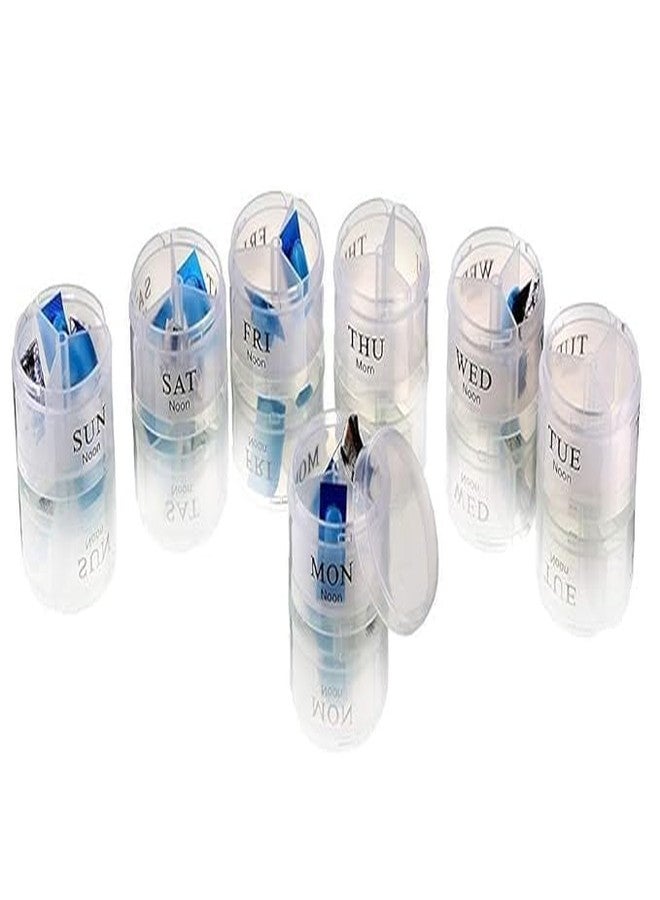 CLICKSWIFT منظم أقراص محمول من CLICKSWIFT، مزود بـ 7 علب فردية و3 أو 4 أقسام يومية، مناسب للسفر، مقاوم للماء، علبة أقراص شفافة، قطعة واحدة - Image 2